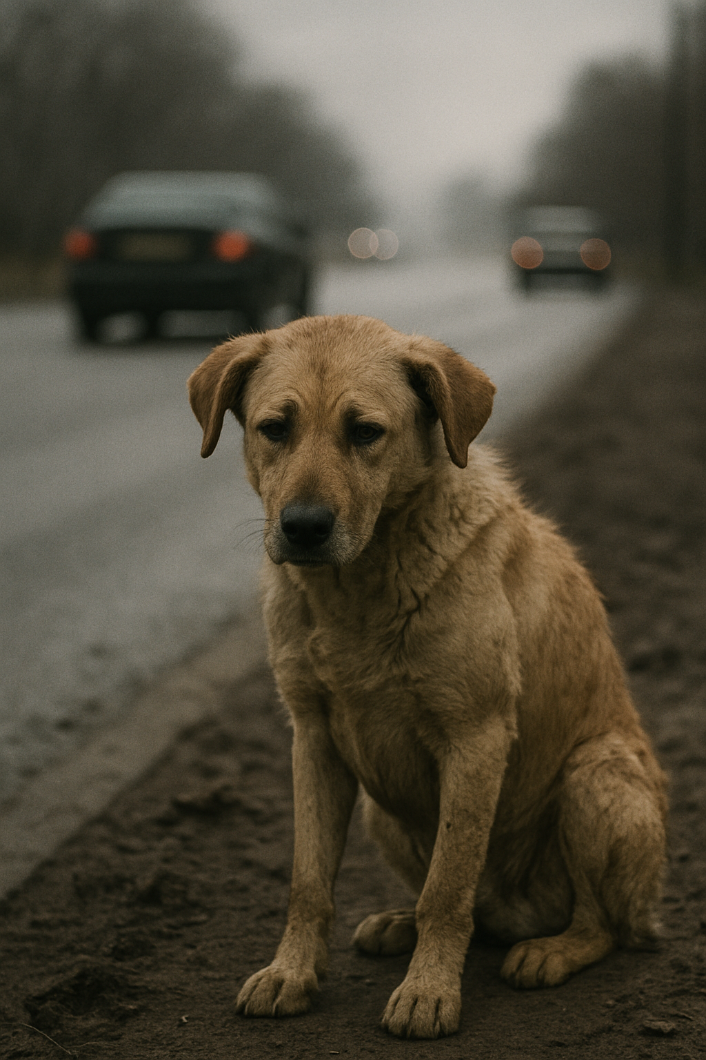 Az emberek felfigyeltek egy kutyára, amely napokon át mozdulatlanul ült az út szélén – és amikor kiderült, miért, mindenki megdöbbent.