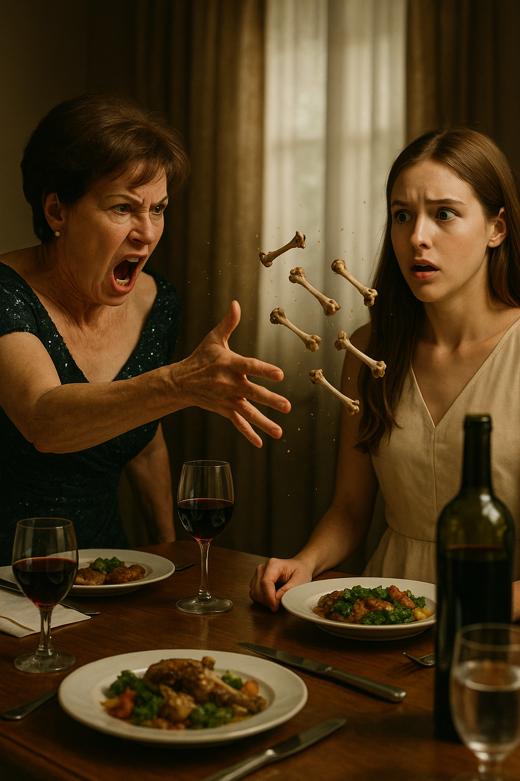 💔 „— Egyél csak, nem ismeretlen neked ez az íz! Falun biztos rosszabbat is ettél!” — mondta az anyós gúnyos mosollyal, miközben odadobott egy lerágott csontot az ártatlan menyének…