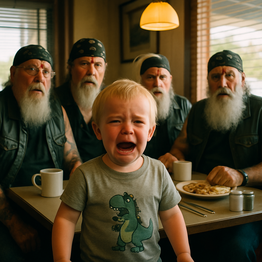 hłopczyk podszedł do naszego stolika, pełnego motocyklistów, i powied