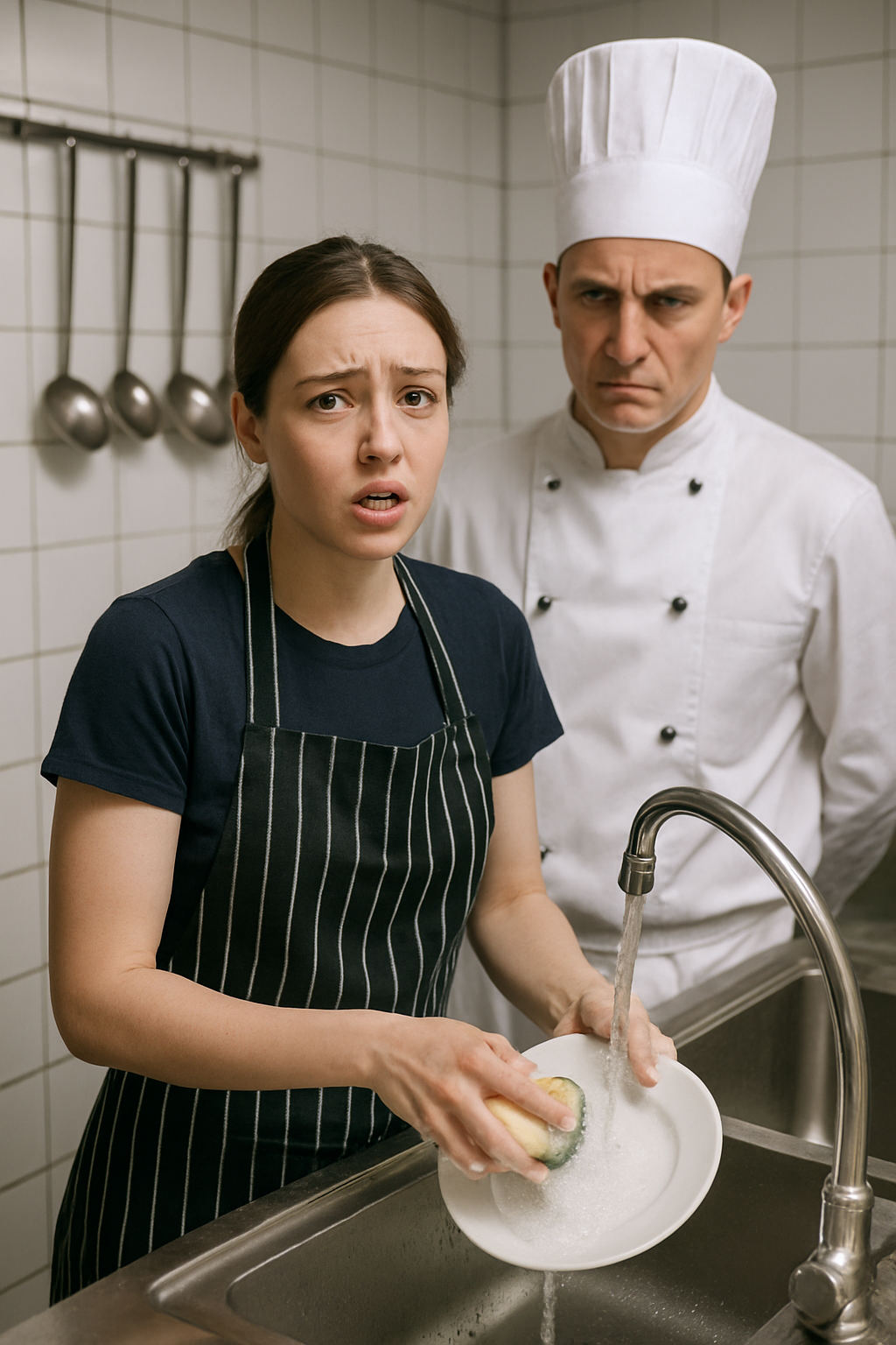 A lány halkan dúdolgatta a dallamot a mosogatónál, elveszve a koszos edények halmában…