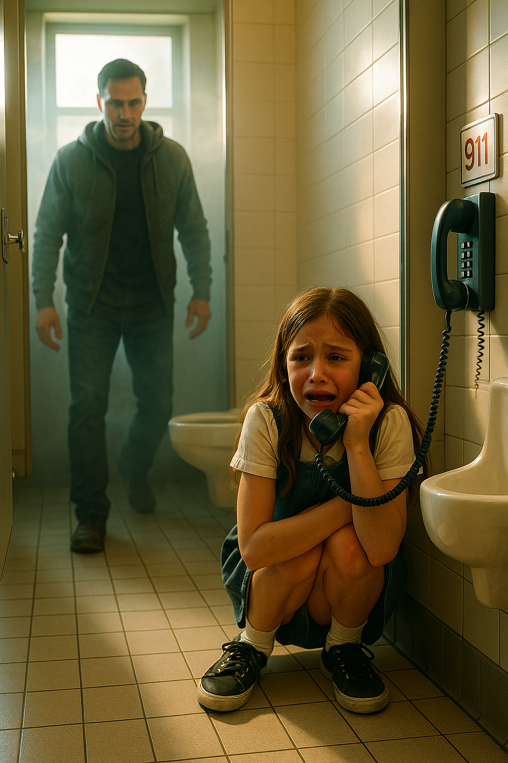 Egy kislány belesuttogott a 911-be: „A suli mosdójában bújok el! Valaki követ engem…”