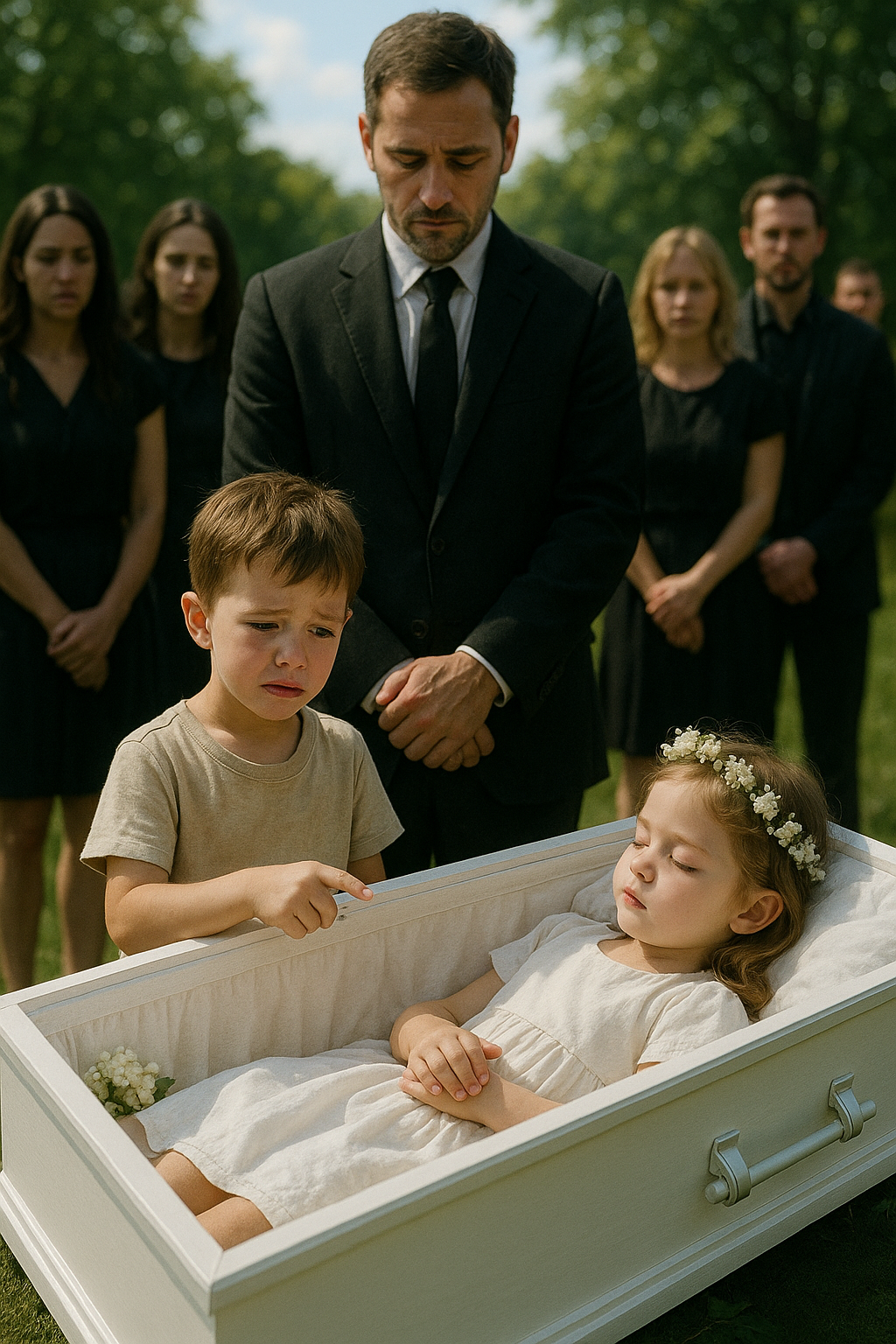 „A lányod még él!” — kiáltotta a hajléktalan fekete fiú, miközben a koporsóhoz rohant, és elárult egy titkot, ami sokkolta a milliárdost.