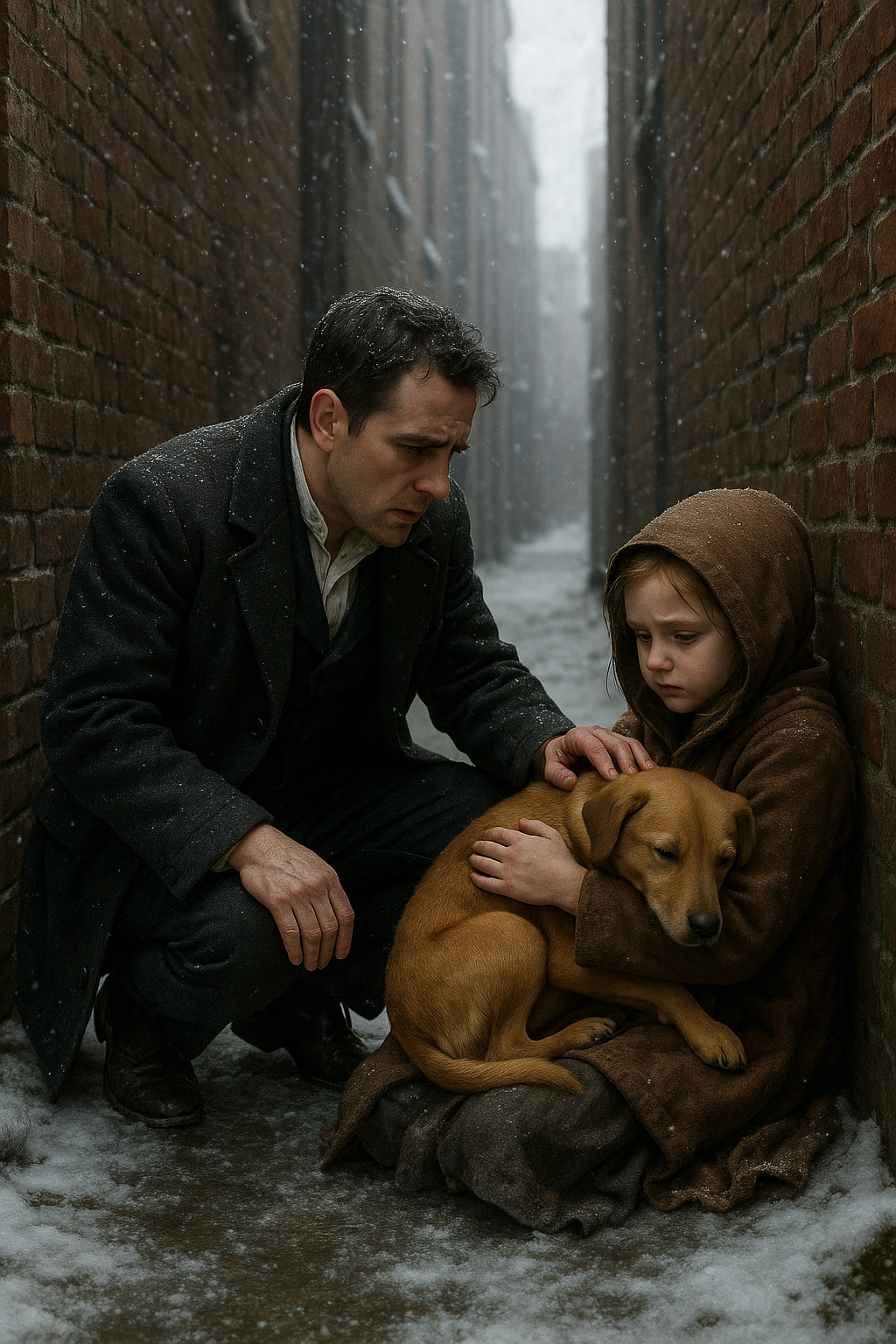 „Egy egyedülálló apa, egy nagy cég vezetője, szenteste egy kislányt és a kutyáját találta, ahogy egy szemétdombon aludtak.”