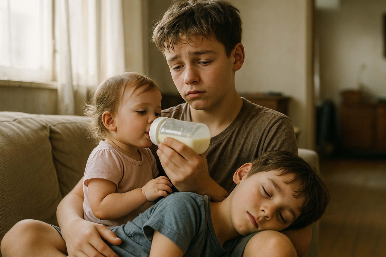 Daniel przez chwilę siedział przy łóżeczku