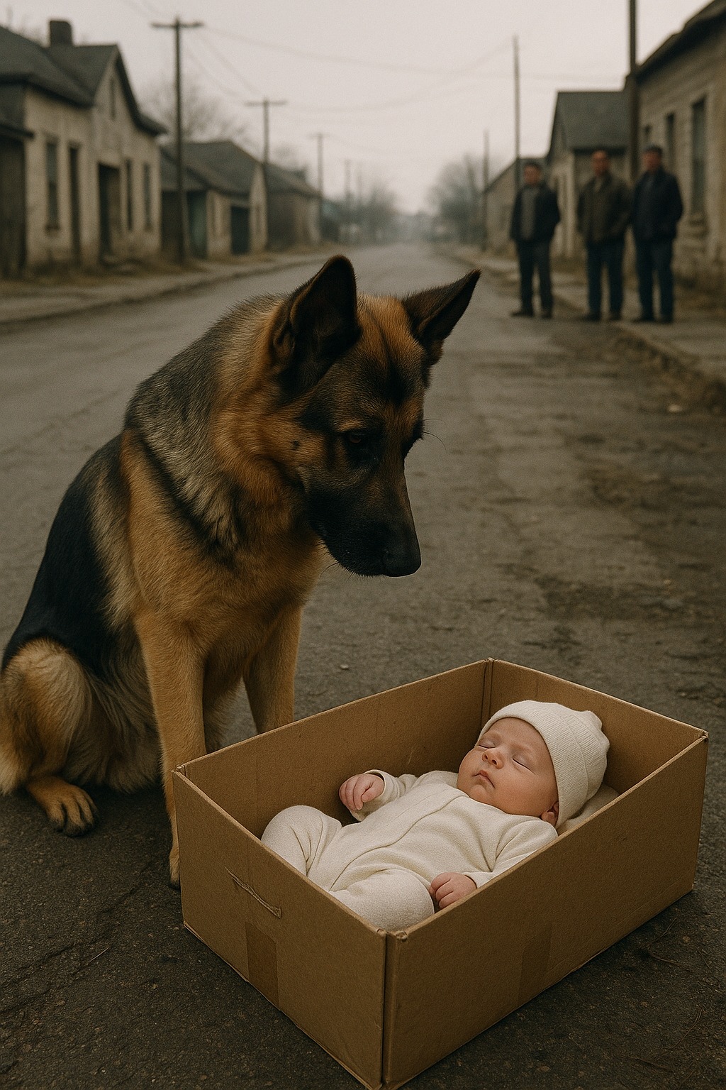 … Owczarek zatrzymał się tuż przed pudełkiem, jego