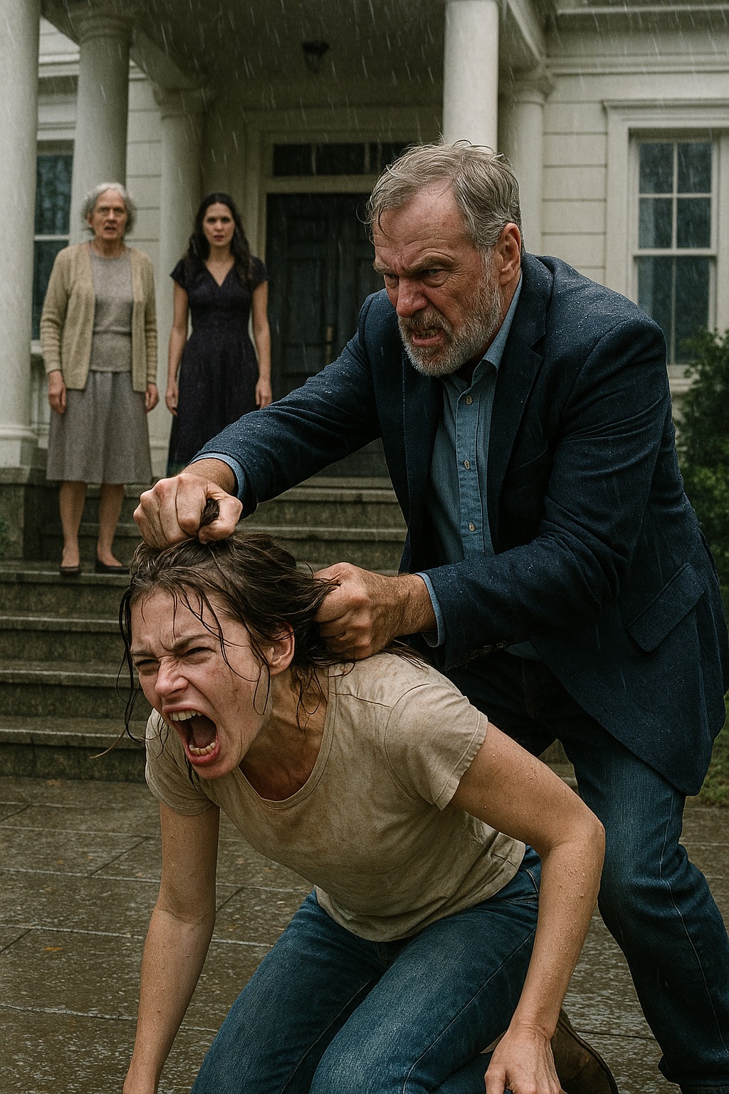 … Deszcz lał jak z cebra, a Vanessa stała na