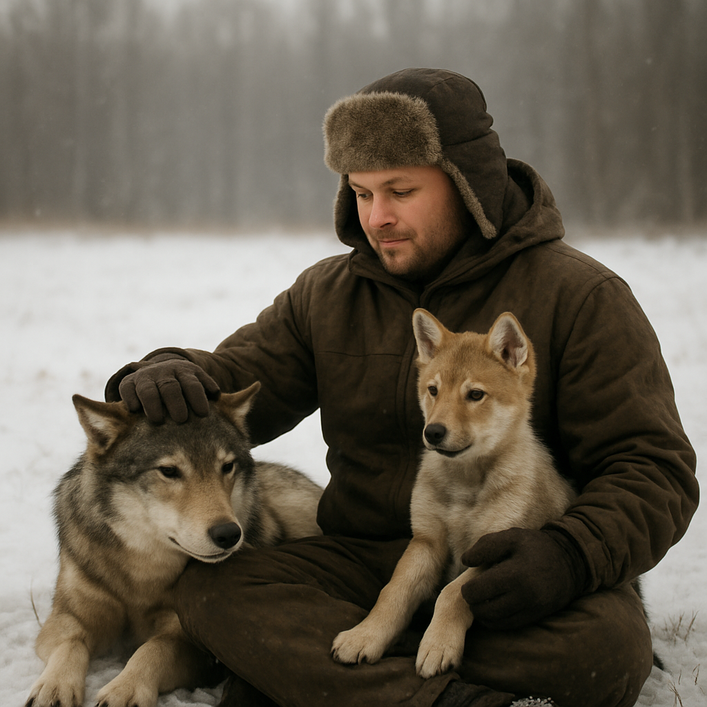 Mężczyzna uratował ranną wilczycę i jej szczeniaka,