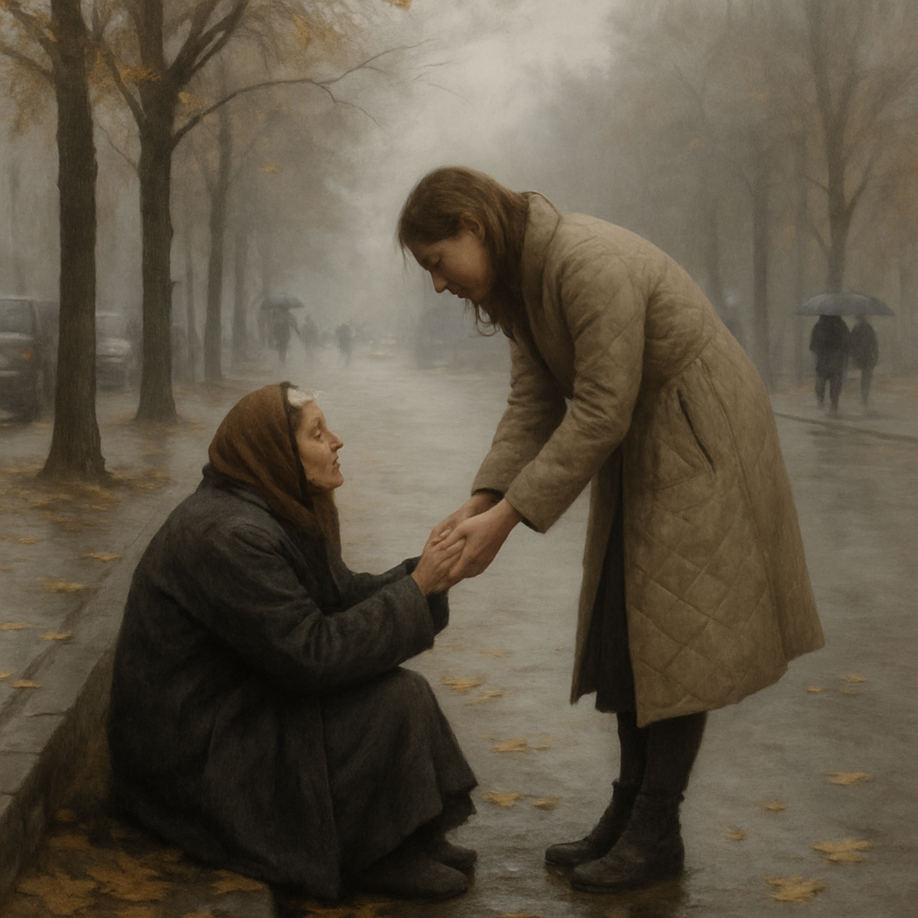 „Az asszony minden nap adott pár aprót az öreg néninek, de egy reggel,