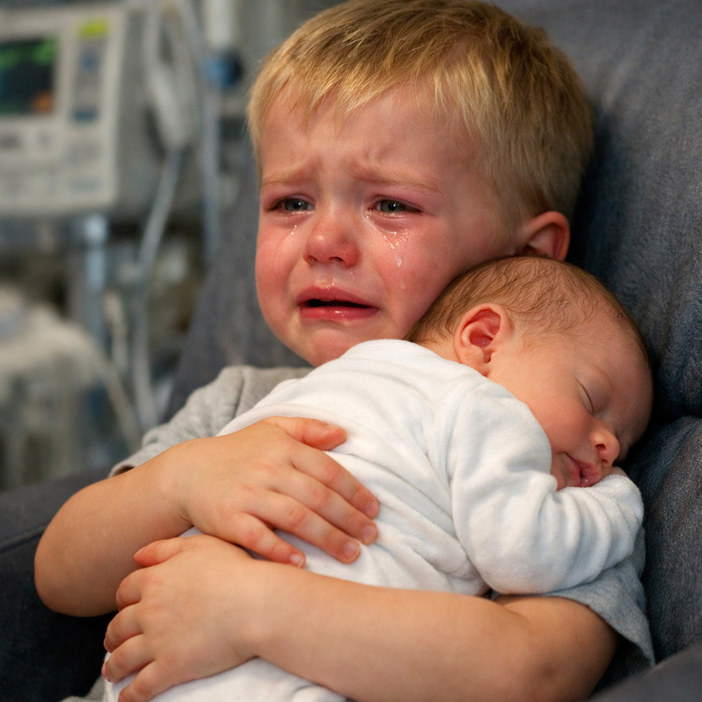 Gyengéden a halva született kisbabát a bátyja karjaiba fektették – aztán egy olyan éles sikoly hallatszott…