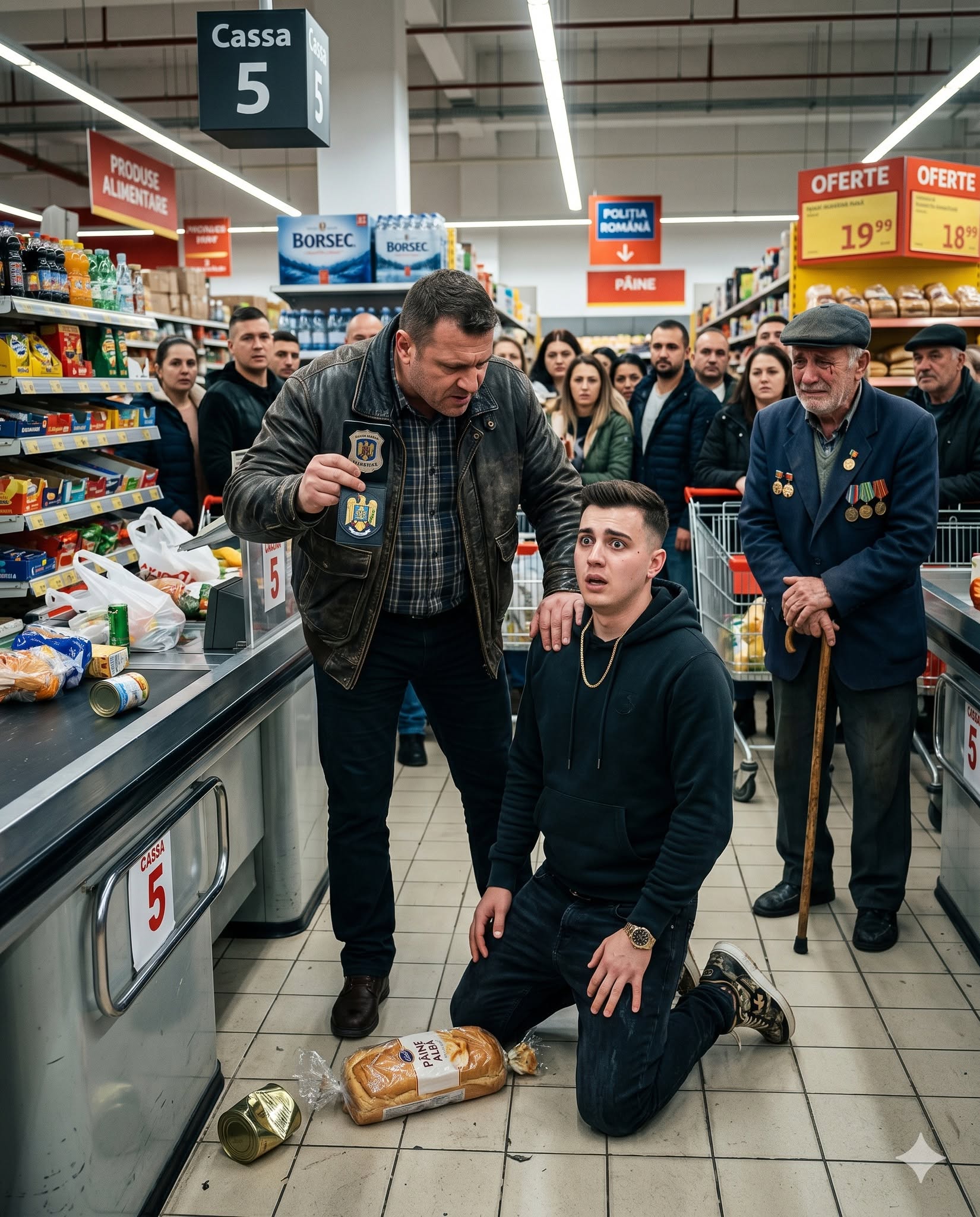 Șmecherul a aruncat de pe bandă pâinea și …