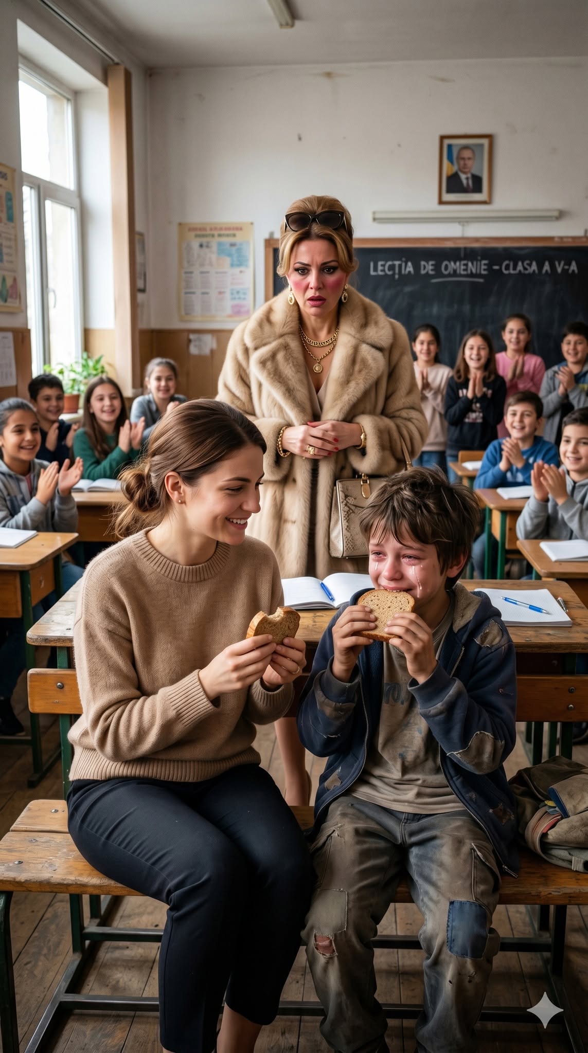 „Mama snoabă a cerut ca băiețelul sărac să fie mutat din bancă din cauza pachetului cu mâncare. Gestul dirigintei a făcut toată clasa să aplaude…”
