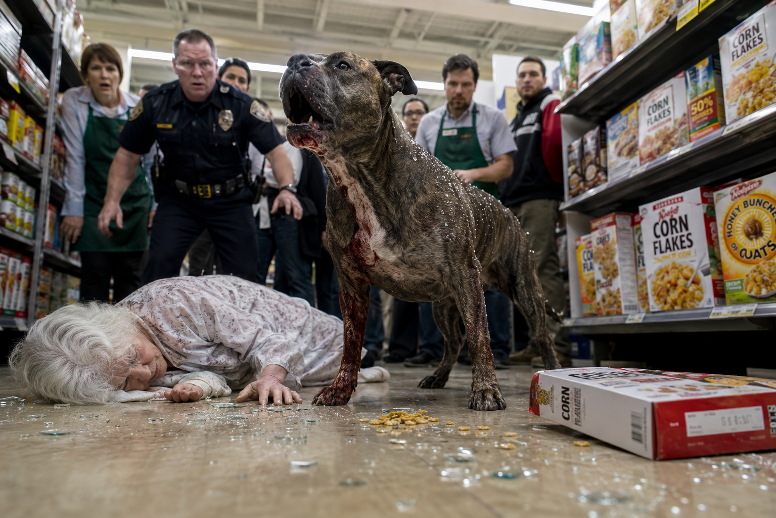 A pitbullom betörte egy autó ablakát a több mint 30 fokos hőségben, közben csúnyán megvágta magát, aztán átrohant két automata ajtón, egyenesen be a Walmartba.