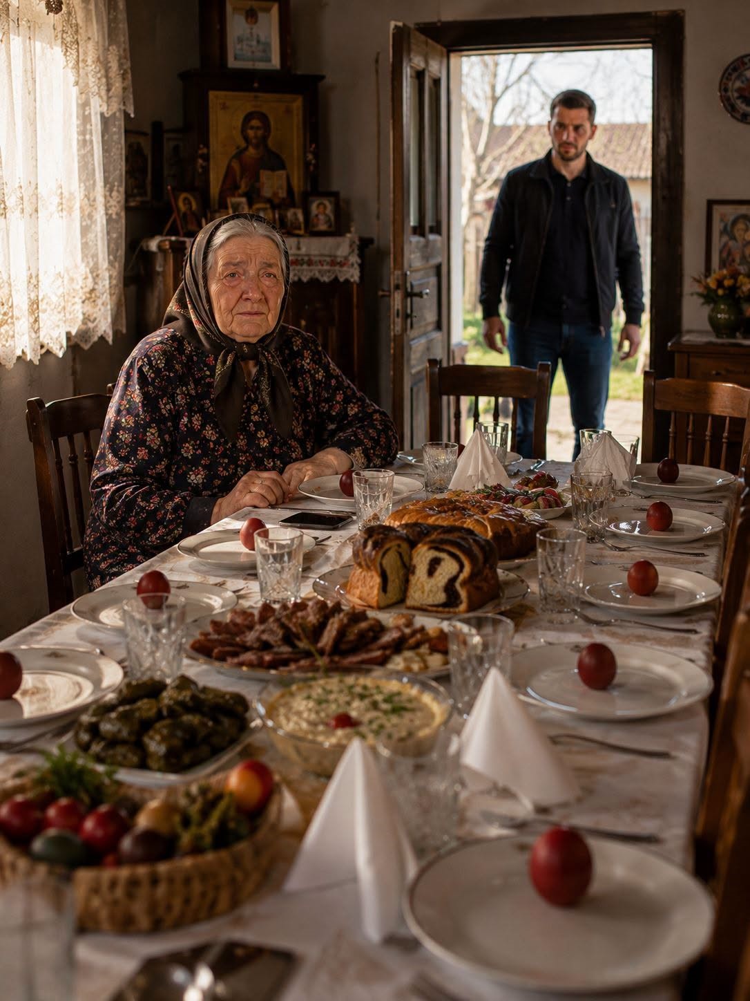 Babcia patrzyła na mnie przez łzy, …