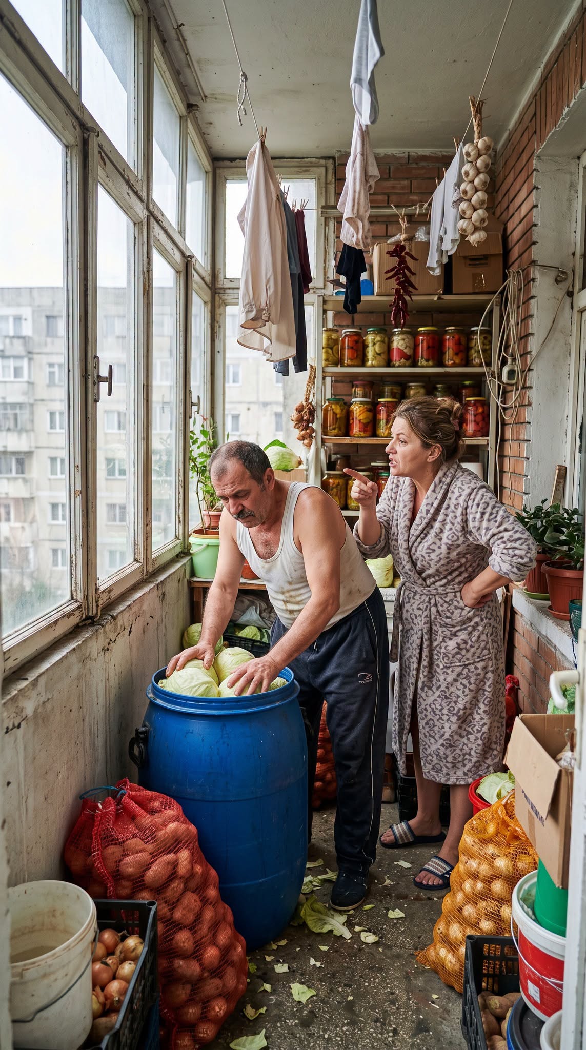 Sezon na kiszonki rozpoczęty! Jak rumuńscy rodzice potrafią upakować 50 kilogramów kapusty na balkonie o powierzchni 2 metrów kwadratowych? 😂🥬